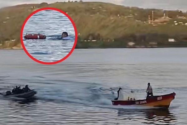 sujeto que escapó desde una barcaza en Corral