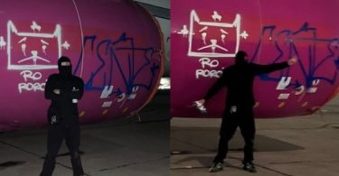 avión vandalizado en Santiago